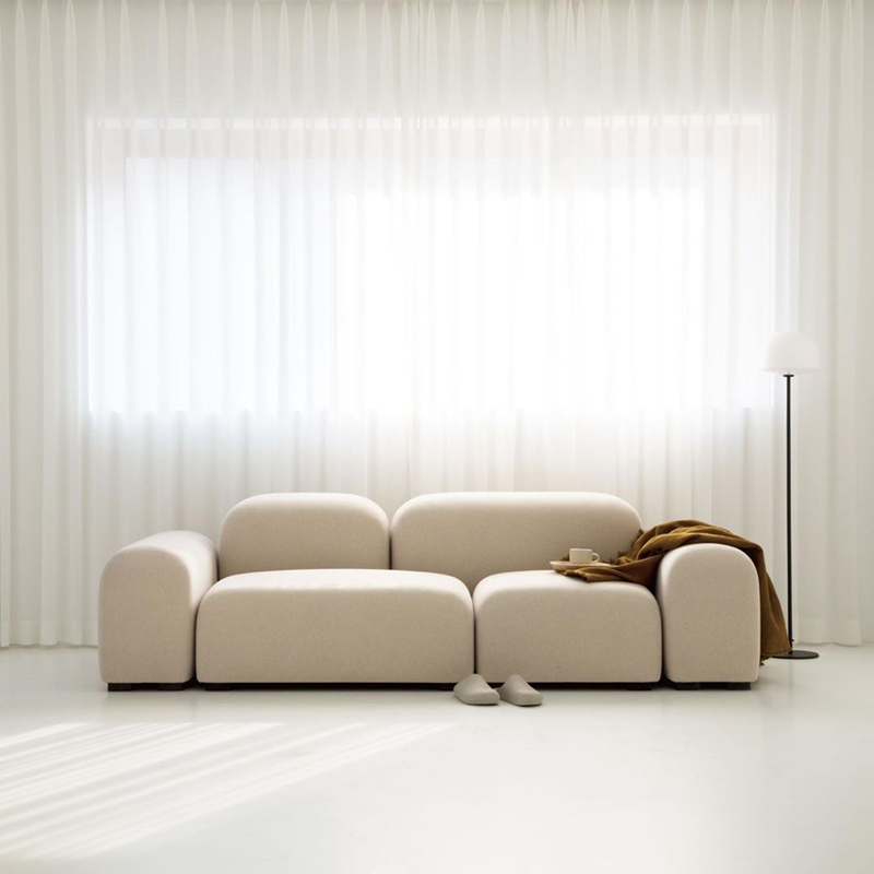 北欧布艺小户型简约现代民宿轻奢客厅极简创意模块三双人网红沙发