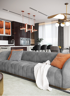 轻奢布艺客厅小户型网红丝绒意式设计师现代简约三人位科技布沙发