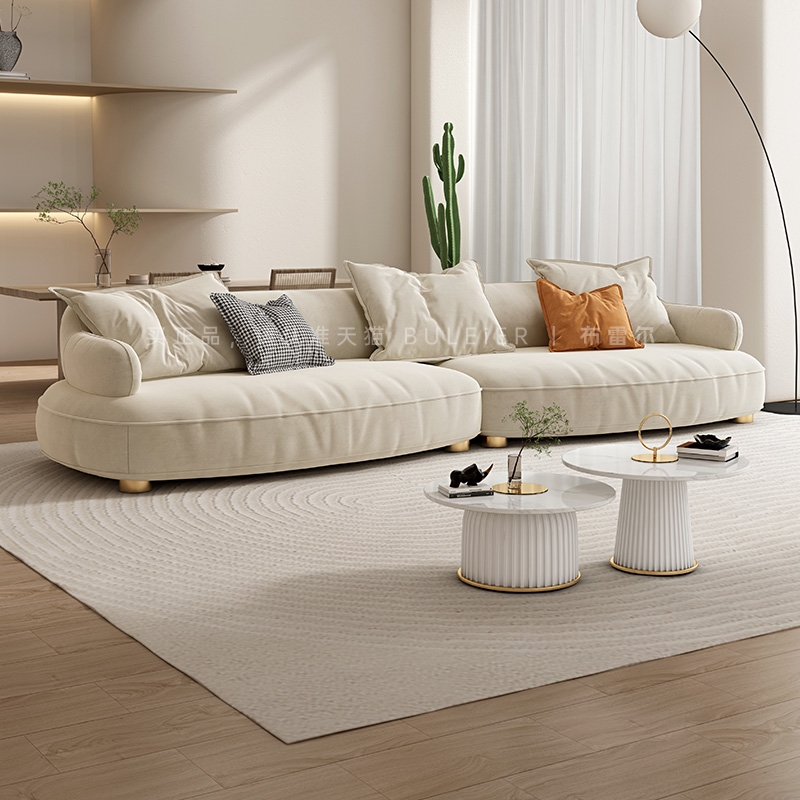 布雷尔布艺沙发小户型客厅现代简约网红奶油侘寂风设计师绒布沙发