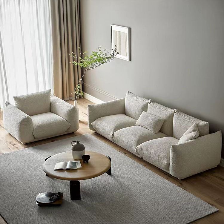 flex面包沙发现代简约客厅直排布艺沙发奶油风羊羔绒网红家具