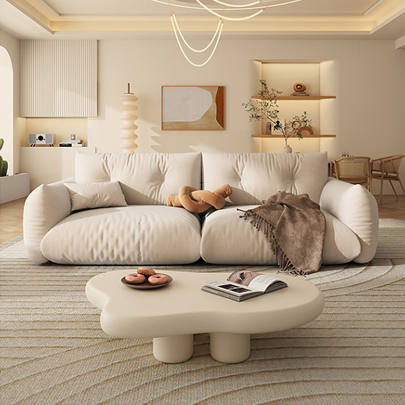 奶油风面包沙发免洗科技布艺沙发客厅简约现代网红款侘寂羽绒沙发