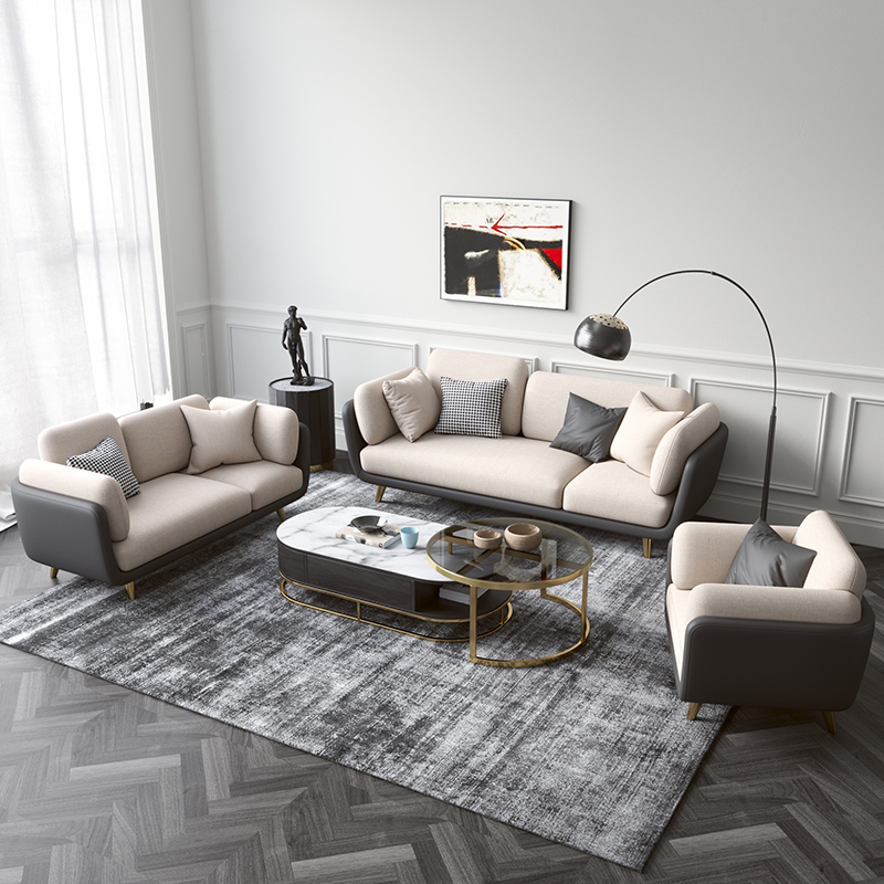 北欧轻奢布艺沙发小户型双三人组合现代简约客厅网红款科技布沙发