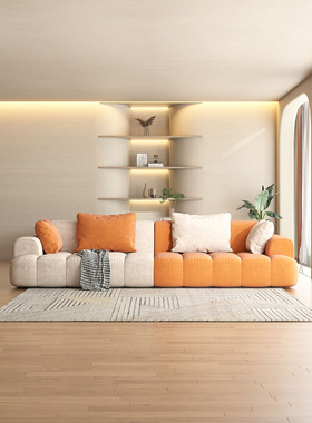 客厅奶油风沙发小户型简约现代科技布双人布艺轻奢直排网红款家具