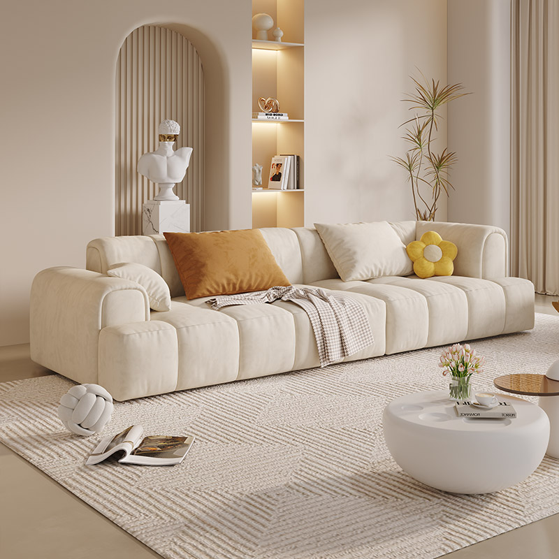 布雷尔布艺沙发防猫抓现代简约小户型客厅组合网红奶油风泡芙沙发