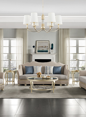 美式轻奢布艺沙发组合高端实木客厅现代简约法式奢华网红沙发G55