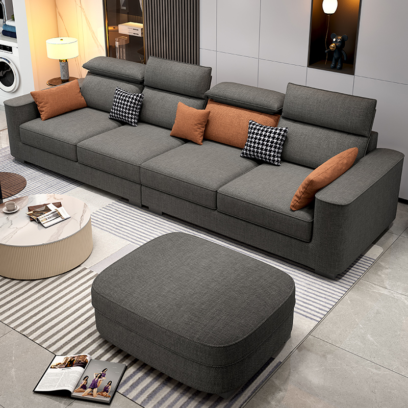 新款棉麻布艺沙发客厅小户型简约现代直排转角可拆洗网红乳胶沙发
