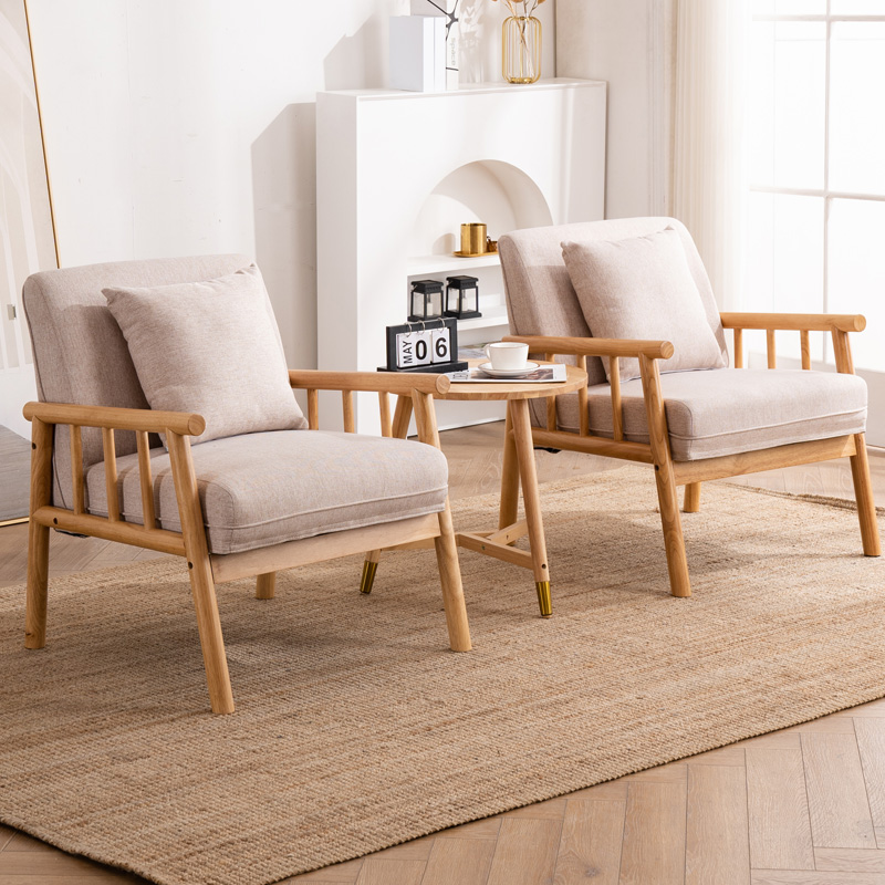 北欧日式实木沙发小户型现代简约布艺客厅网红三人双人原木小沙发