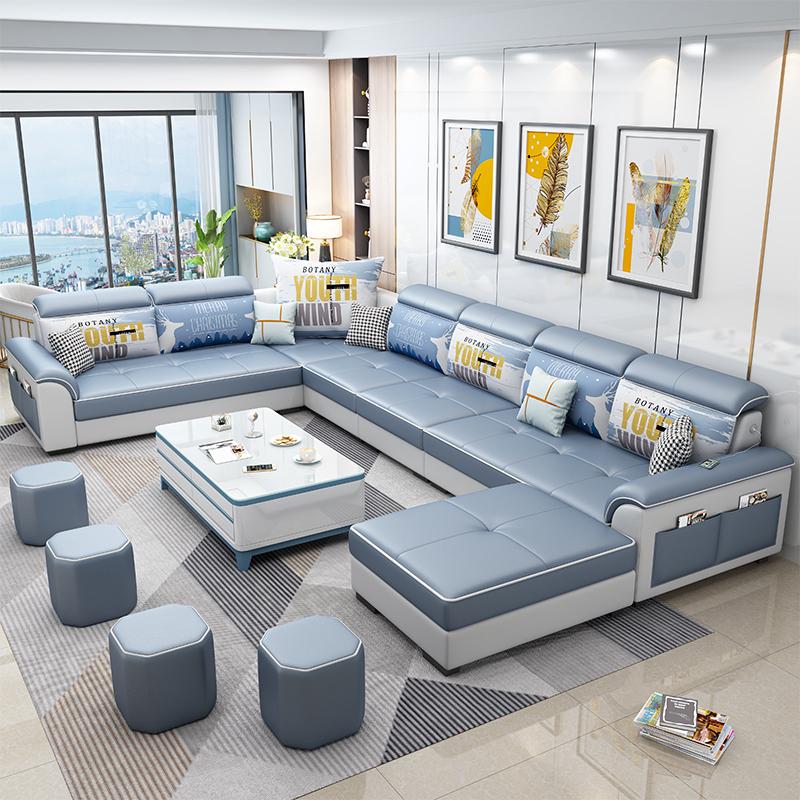 现代简约新款大小户型科技布沙发北欧客厅家用转角网红款布艺沙发
