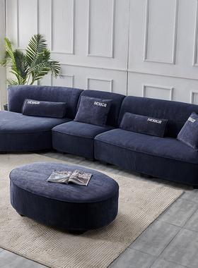 新款意式轻奢极简弧形布艺沙发大小户型客厅现代简约奢华转角组合