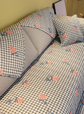 北欧全棉沙发垫现代简约客厅布艺套罩巾盖皮四季通用防滑坐垫定做