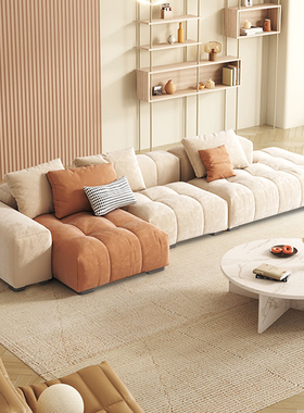 奶油风北欧科技布艺沙发客厅简约现代超深坐宽侘寂风网红乳胶沙发