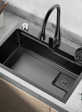 九牧͌水槽大单槽厨房加厚纳米304不锈钢台中盆洗碗槽洗菜池洗菜盆