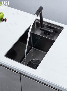小户型中岛台厨房水盆单槽小号尺寸茶水池迷你水槽带盖隐形洗手池