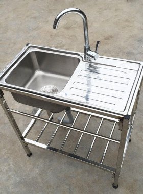 厨房不锈钢支架盆水槽双槽带水斗池盆架洗菜洗脸洗碗操作台面架子