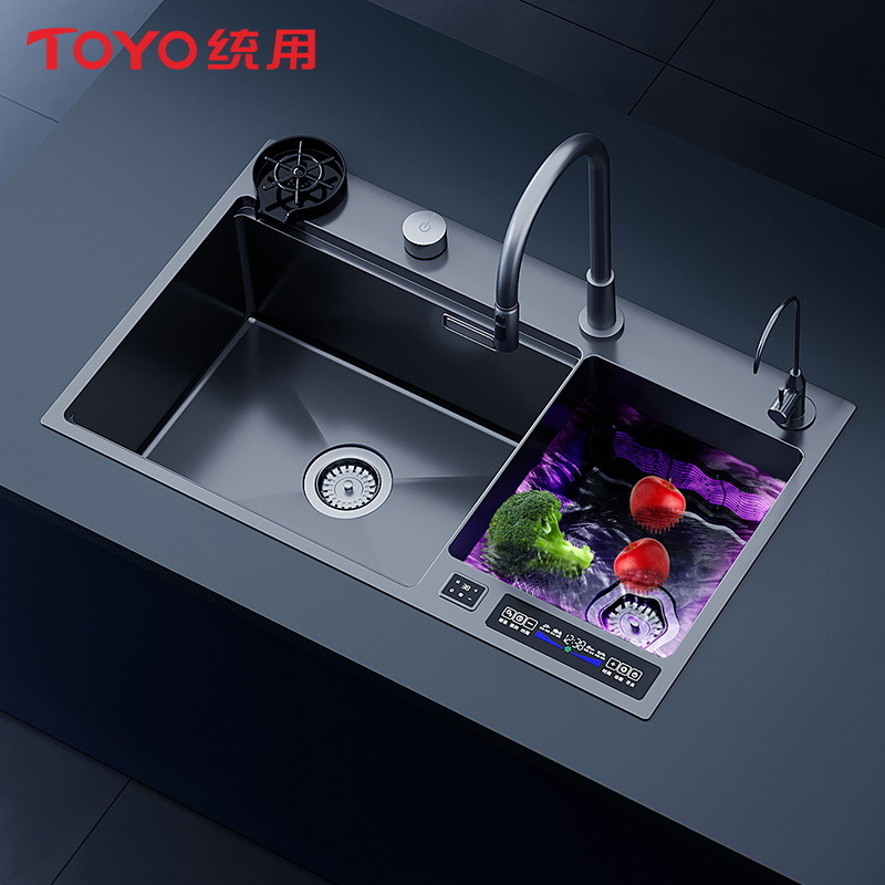 TOYO统用304不锈钢家用厨房水槽智能洗菜超声波触媒清洗果蔬组合