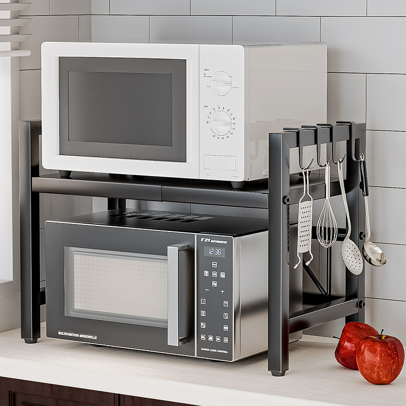 厨房置物架双层烤箱微波炉架子桌面收纳台面储物架家用电饭锅支架