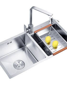 尊驰卫浴水槽双槽304不锈钢手工槽厨房洗菜盆双盆加厚洗菜池洗碗