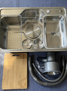日式大单槽304不锈钢压纹3d机能洗菜盆多功能厨房日本平替洗菜盆