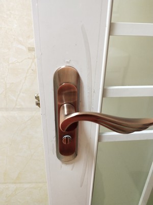 卫生间门锁红古铜色平面凹弧面 卫浴锁110mm厕所洗手间厨房执手锁
