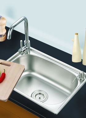 卫浴304不锈钢水槽单槽厨房洗菜盆水槽套装2851-52*38