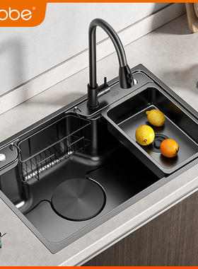 【日式大单槽】卡贝 厨房家用洗菜盆304不锈钢纳米水槽洗碗槽