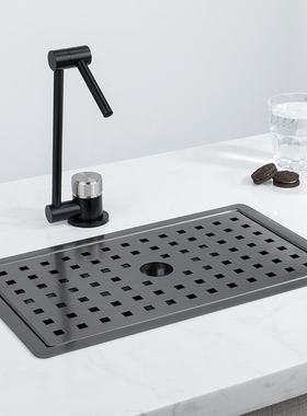 黑色纳米长方形不锈钢小水槽中岛台吧台厨房茶水间倒水槽迷你单槽