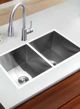 KOHILIER厨房水槽加厚304不锈钢拉丝手工单槽双槽洗碗池洗菜水盆