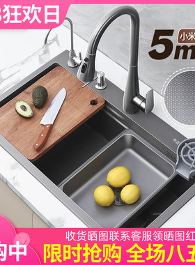 加厚5.0小米粒SUS304厨房单槽大单槽水槽洗菜盆不锈钢洗碗槽水池