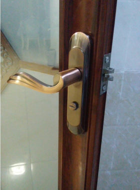 卫浴锁11cm卫生间门锁红古铜色平面凹弧面 厕所洗手间厨房执手锁