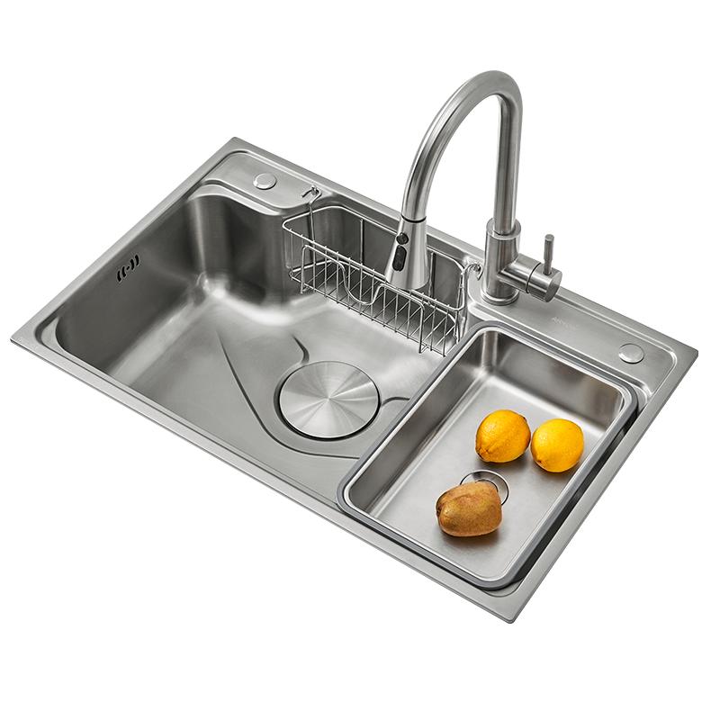 箭牌正品厨房水槽纳米大口径不锈钢洗菜盆家用厨房拉伸一体大单槽