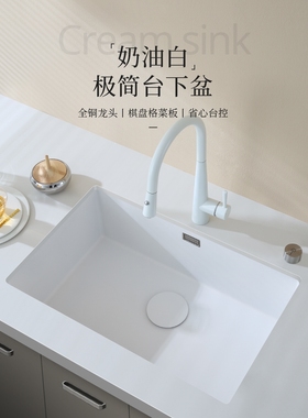 科勒旗下卡丽白色水槽洗菜盆厨房家用大单槽304不锈钢洗手盆洗碗