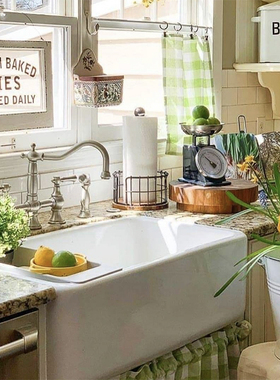 美式陶瓷水槽单槽台下盆出口厨房家用嵌入大号水池一体洗菜盆厨柜