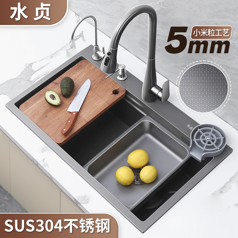 加厚5.0小米粒SUS304厨房单槽大单槽水槽洗菜盆不锈钢洗碗槽水池