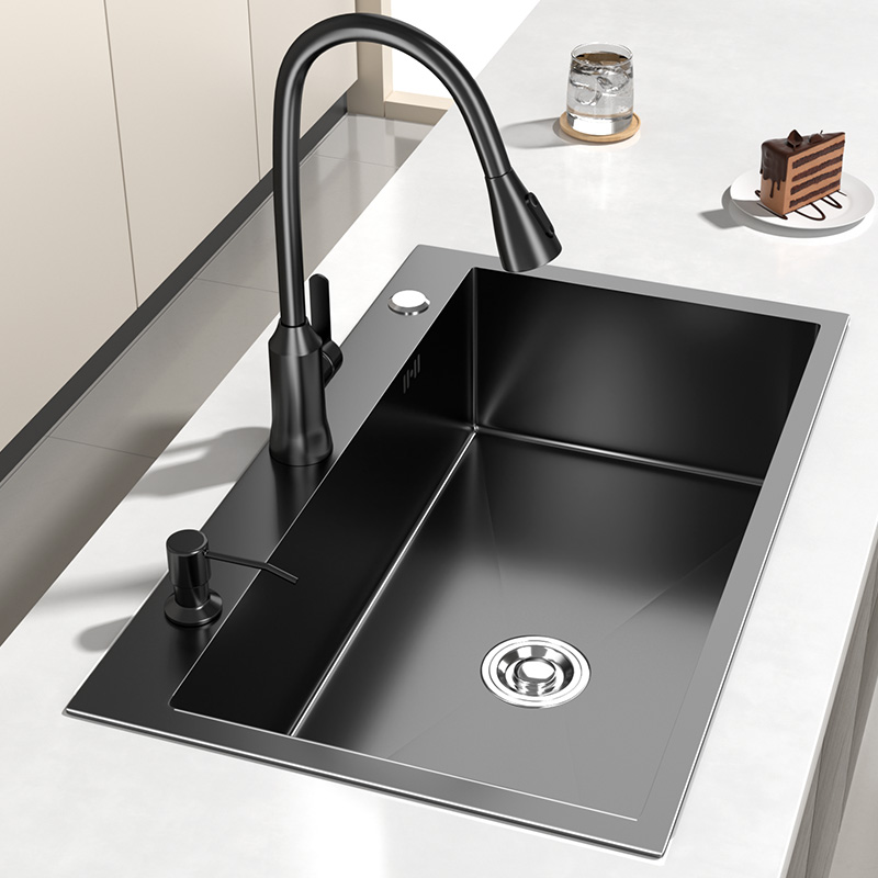 松鲸洗菜盆厨房家用不锈钢水槽大单槽手工纳米台上盆洗碗槽洗碗池