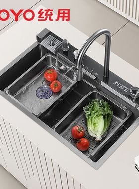 TOYO统用数显304不锈钢水槽多功能台下厨房大单槽洗菜盆家用加厚