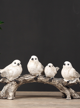 美式现代创意小鸟摆件家居简约电视柜酒柜装饰品树枝小鸟客厅摆设