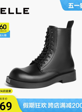 百丽男鞋小钢头高帮马丁靴男款冬季新款商场同款靴子男士D9F61DZ3