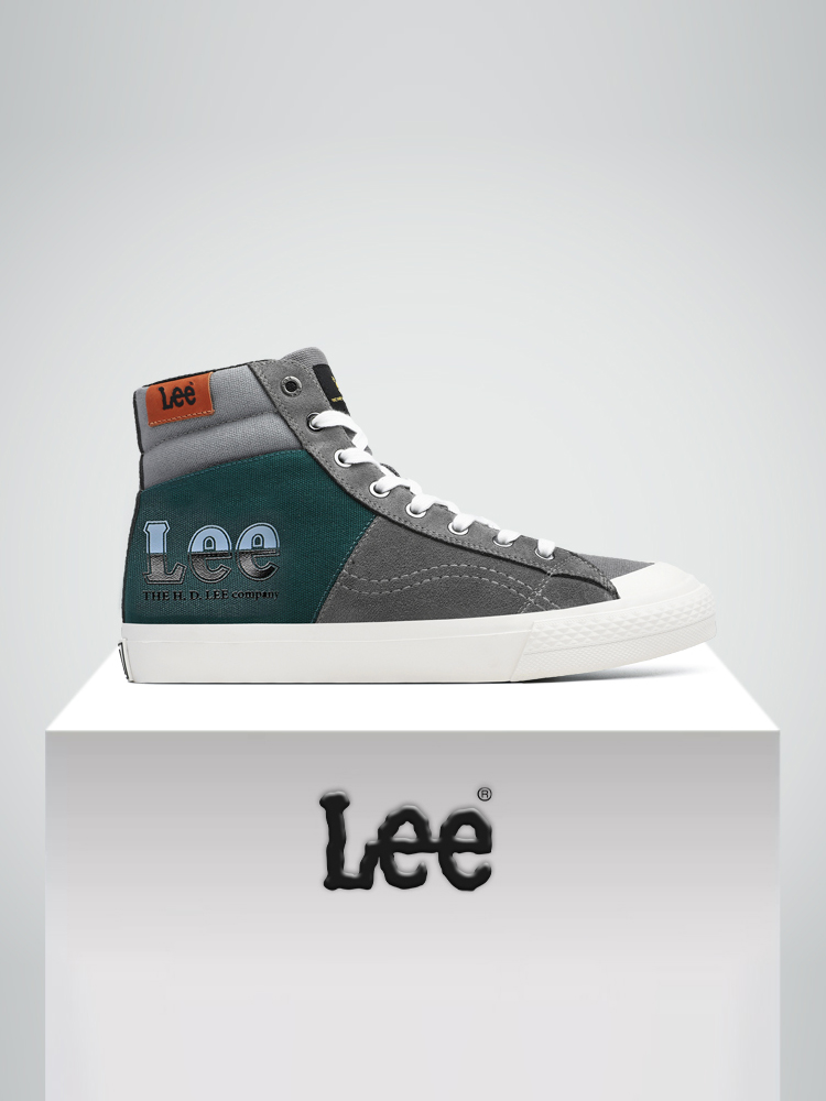 Lee撞色高帮帆布鞋2023年春季新款男鞋潮流鞋子休闲鞋男士板鞋