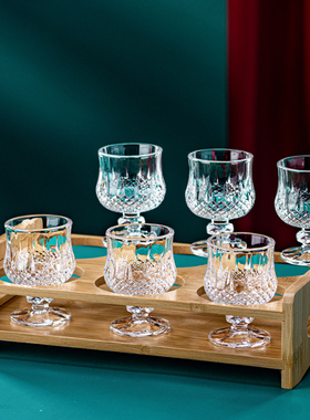 一两白酒杯玻璃家用小盏酒杯中国风中式套装创意迷你精致高脚酒具
