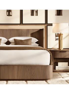 RH美式简约实木双人床主卧床头柜酒店别墅外贸出口工厂可定制家具