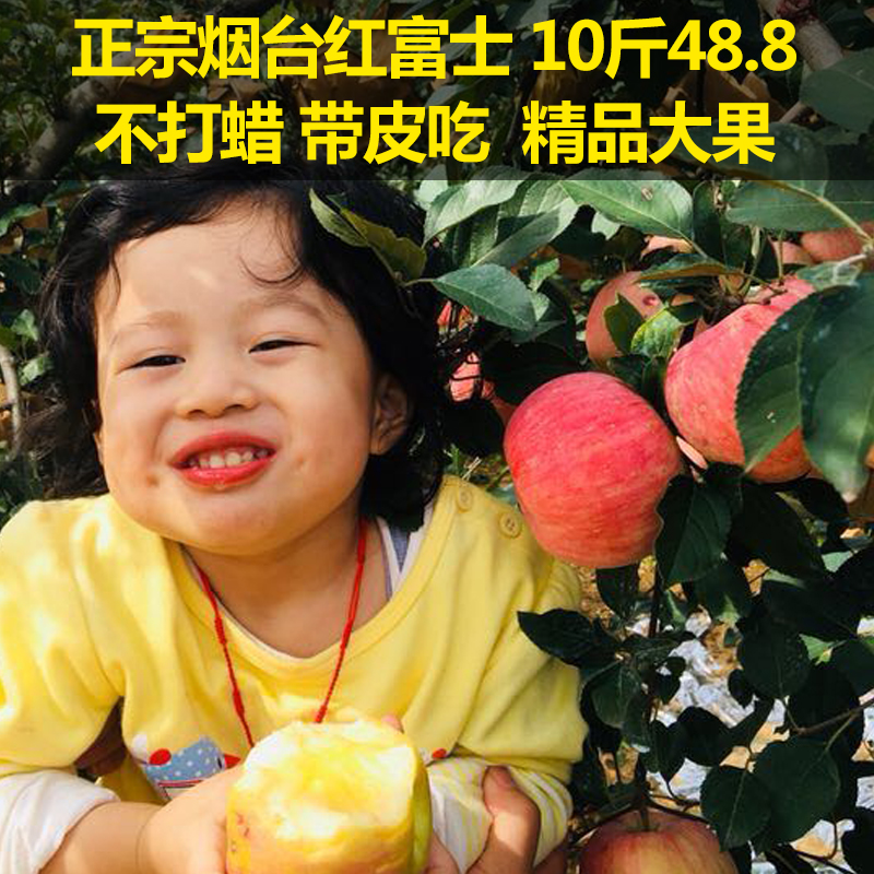 正宗山东烟台栖霞红富士鲜苹果条纹特级脆甜水果新鲜当季整箱10斤