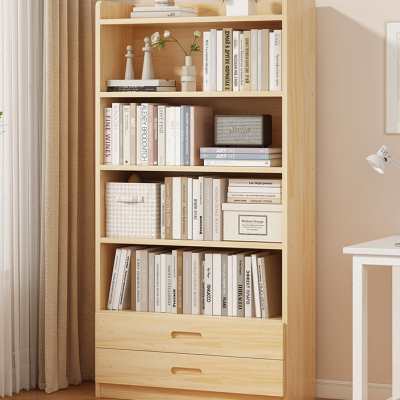 儿童书架书房学生储物书柜简易实木落地收纳架靠墙家用组合置物架