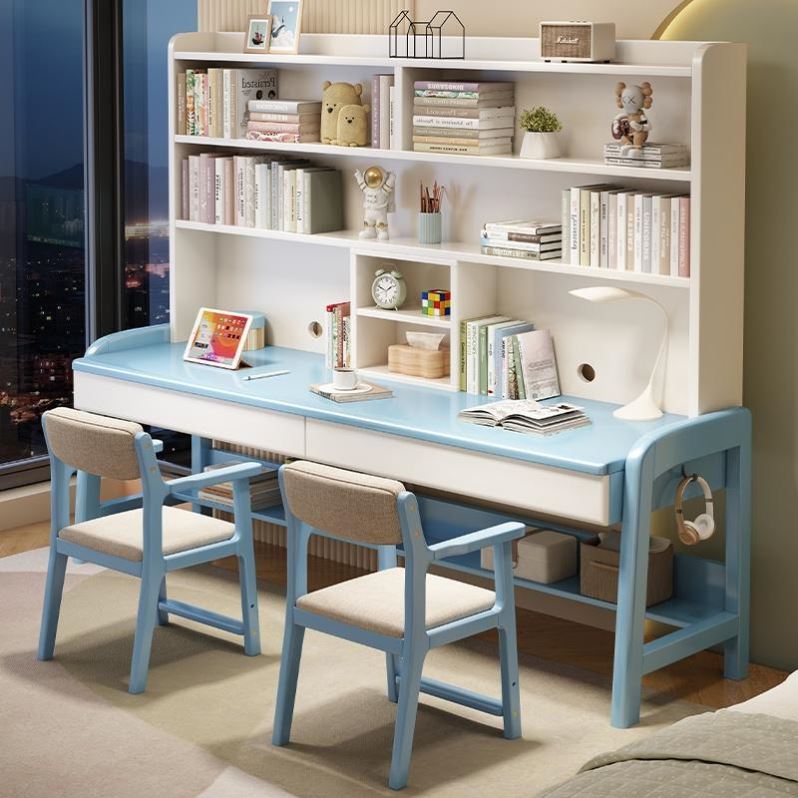 家用加长实木书桌卧室儿童学习桌书房双人位可升降办公桌写字桌子