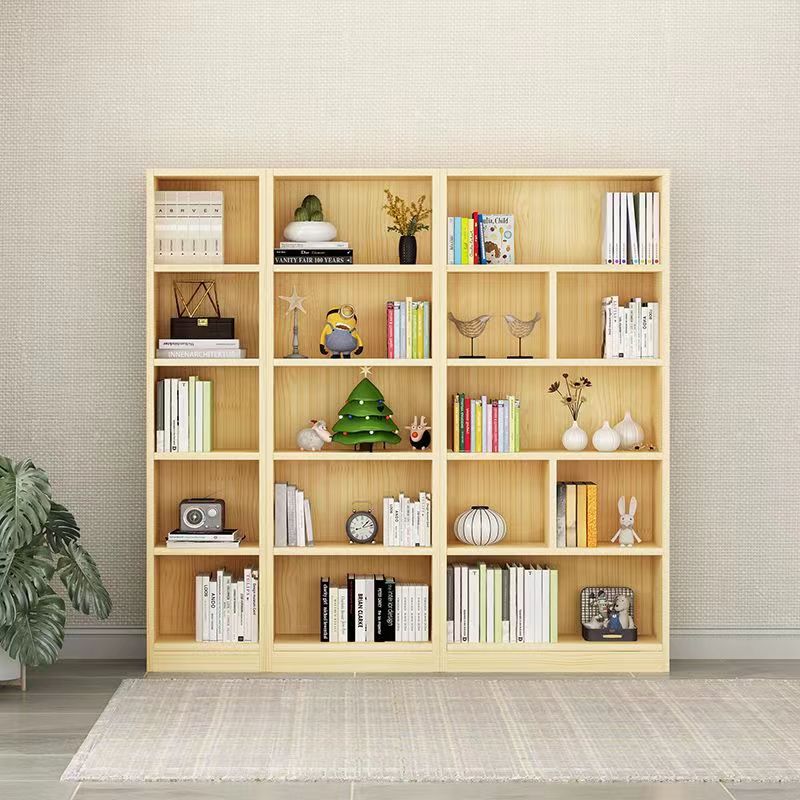 全实木书架置物架落地矮柜儿童家用格子客厅书房多层组合柜经济型