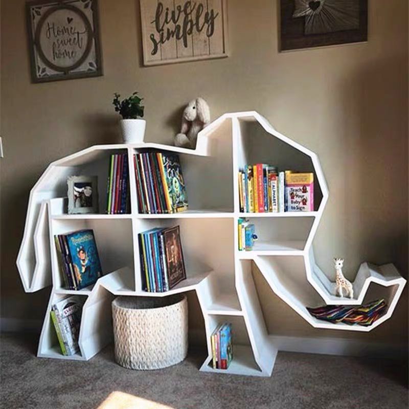 大象长颈鹿造型书架实木原木置物架书房儿童房幼儿园学校展架包邮