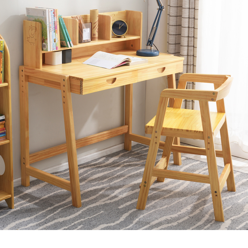 【儿童书桌】实木学习桌椅套装可升降桌椅书房书桌小学生写字桌子