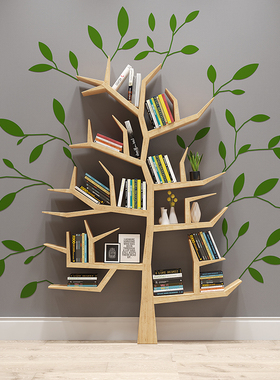 美式创意实木树形型书架幼儿省空间收纳书房个性儿童展示置物架
