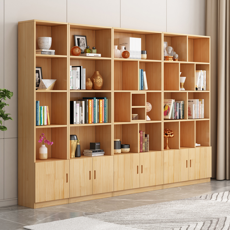书架落地靠墙置物架现代简约儿童书柜客厅家用储物柜实木书房柜子