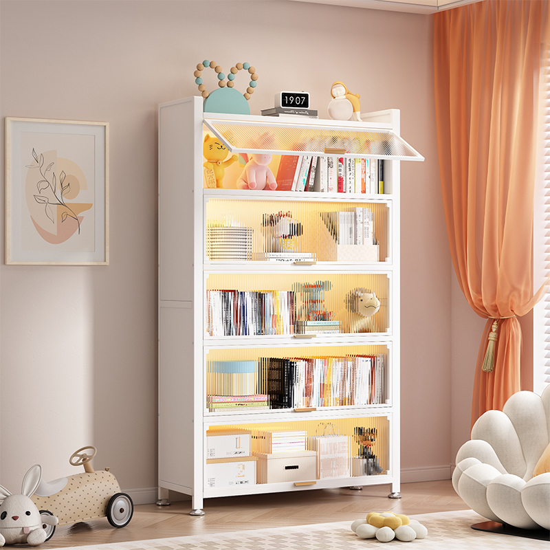家用书架落地置物架儿童书柜储物柜一体靠墙客厅卧室书房收纳柜子