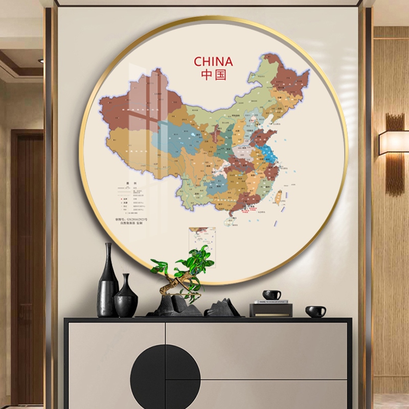 世界地图装饰画中国挂画客厅画办公室餐厅创意墙面儿童书房玄定做
